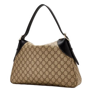 Gucci GG Emblem Surpeme Canvas Medium Leather Shoulder Bag Black